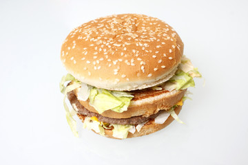 Popular fast food hamburger