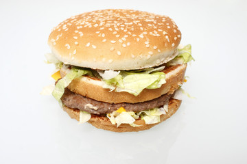 Popular fast food hamburger