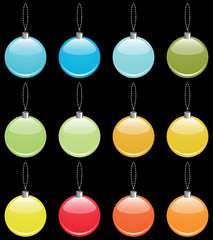 Collection of colorful traditional Christmas ornaments