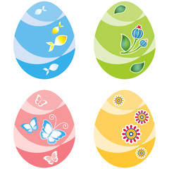 Easter eggs, four variants of color