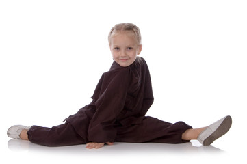 girl - karateka in a black kimono