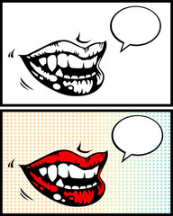 Woman's lips with bright red lipstick