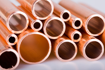 Copper pipes of different diameter