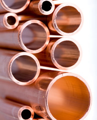 Copper pipes of different diameter