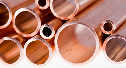 Copper pipes of different diameter