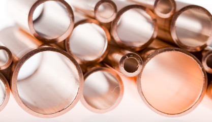 Copper pipes of different diameter