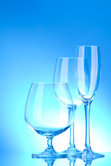 brilliant glass with a blue background