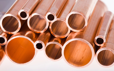 Copper pipes of different diameter