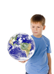 The little boy  and mother Earth