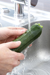 Washing a Courgette