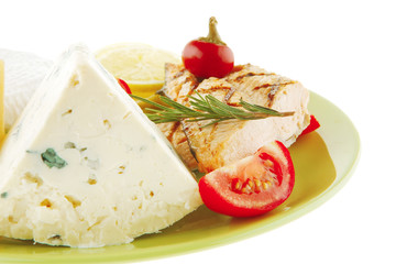 dry cheeses and salmon