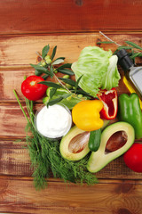 sour cream and vegetables