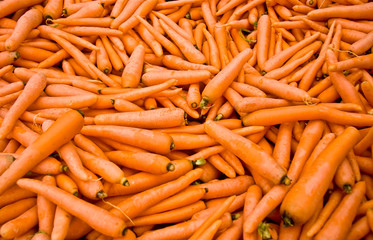 Heap Of Ripe Carrots At A Street Market In Istanbul, Turkey.