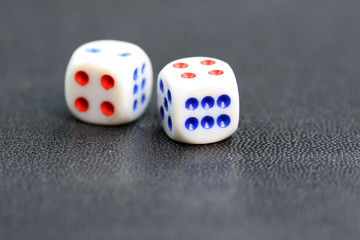 Pair of Dice on textured grey background