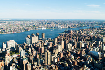 New York city panorama with tall skyscrapers