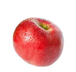 red apple with drops of close