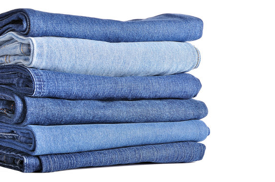Stack of jeans isolated
