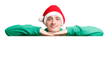 Guy with santa hat and sign