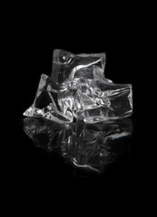 Ice cubes on the Black background.