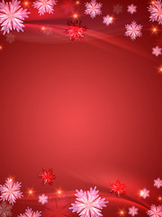 crystal snowflakes red background