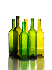 Many empty green wine bottles isolated on white background - 28071595