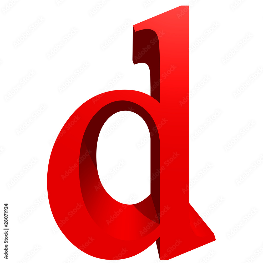 Fototapete High resolution 3D red font isolated on white background