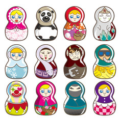 cartoon Russian dolls