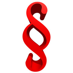 High resolution 3D red symbol isolated on white background