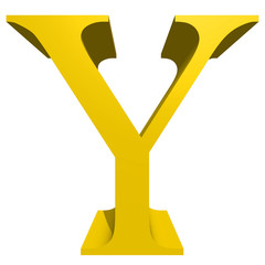 High resolution 3D yellow font isolated on white background