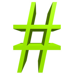 High resolution 3D green symbol isolated on white background