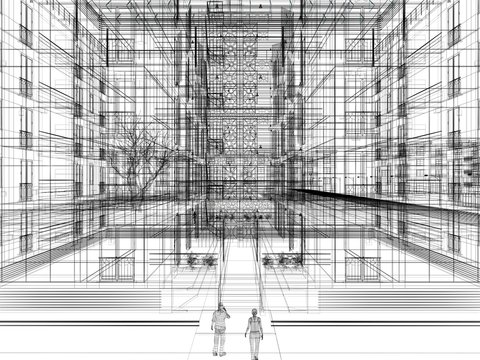 edificio rendering 3d pannelli solari
