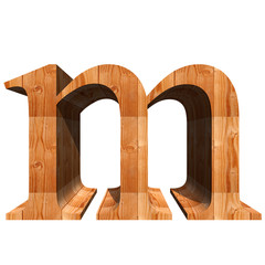 High resolution wood font isolated on white background