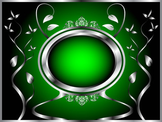 A green and silver floral design
