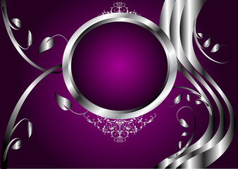 A silver and purple floral design