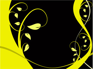 A yellow and black abstract floral background