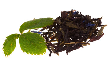 Fototapeta premium Tea with strawberry leaf