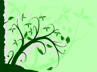 A green floral background vector illustration