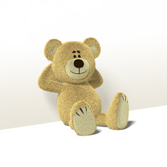 Nhi Bear Leans against Wall, Side