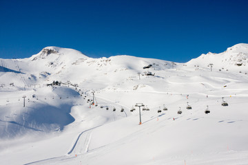Fototapeta na wymiar Ski lift in alps mountains, Kaprun, Austria