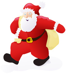 Le père Noël en livraison, sur fond blanc