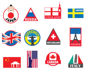 symboles de pays, drapeaux et dessins d& 39 autocollants
