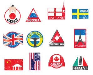 Obraz na płótnie Canvas world flags and symbol sticker set