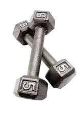 Close-up weights isolated on white background.Clipping path.