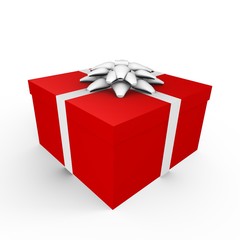 A wrapped gift with ribbon - 3d image