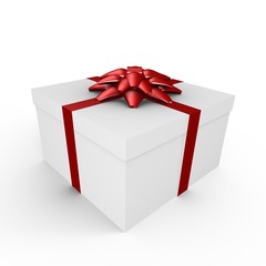 A wrapped gift with ribbon - 3d image