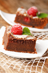 chocolate cake with raspberry