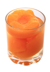 Glass with peach compote