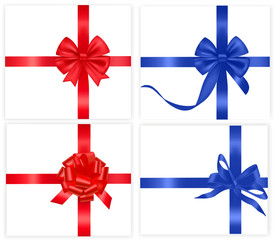 Red and blue bows. Vector illustration.