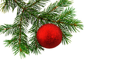 red ball on Christmas tree