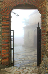 Entrance to foggy town